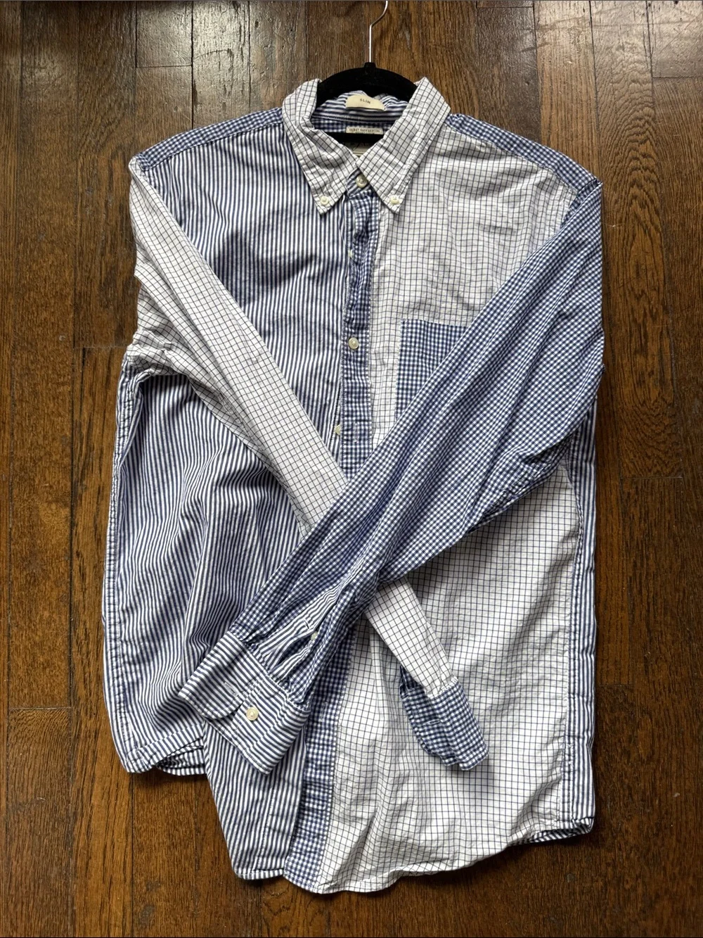 J. Crew Mixed Blue & White Patchwork Button-Down Shirt